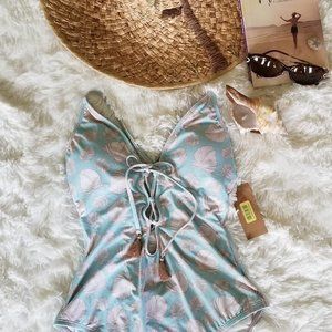 🎉HP🎉Daniel Cremieux Fleur Plunge Maillot 1 Piece Women's Size M Swimsuit NWT